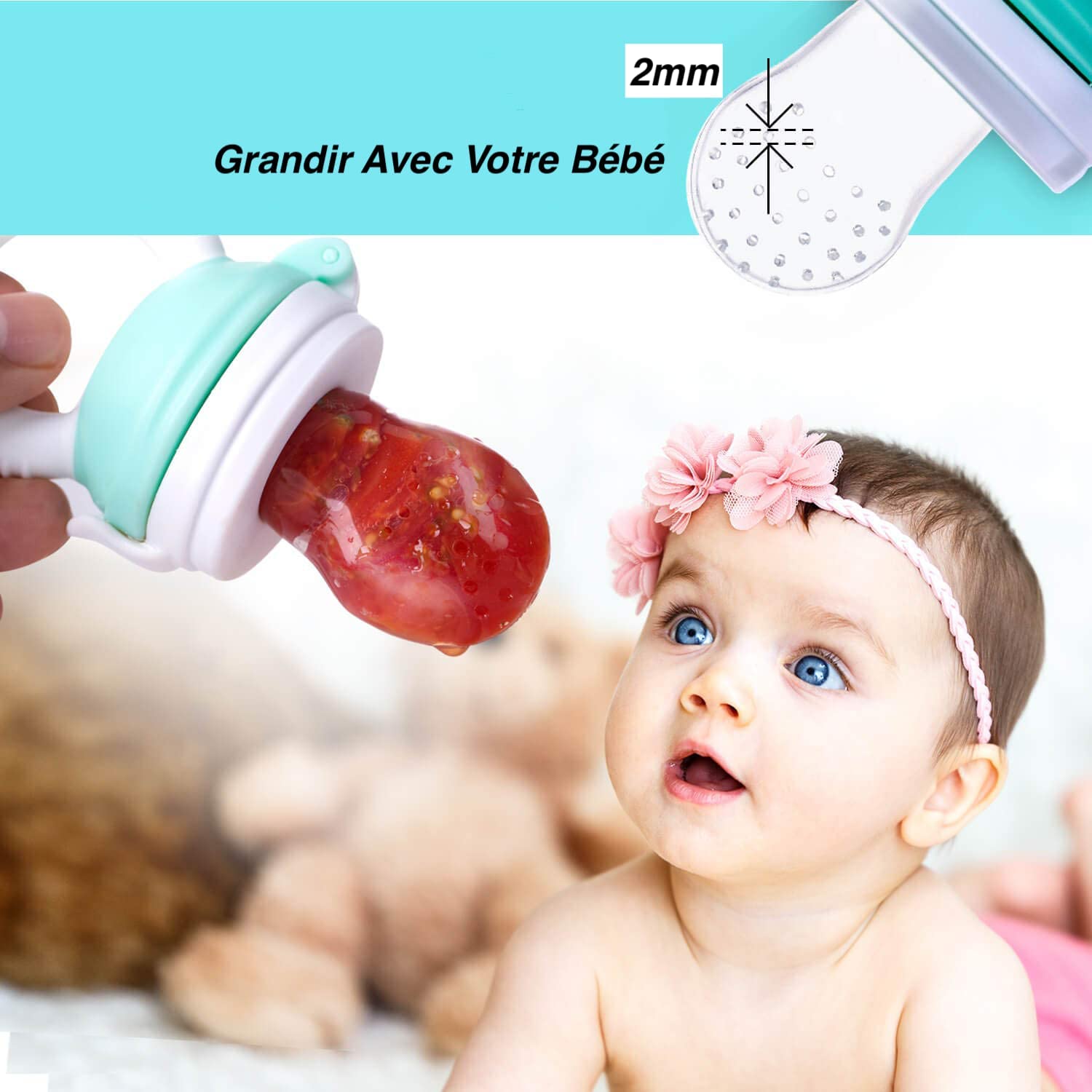 Sucette de fruits pour bébé, grignoteur de bébé en silicone 3 mois